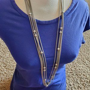 36" Silver Tone Layered Charming Charlie Necklace
